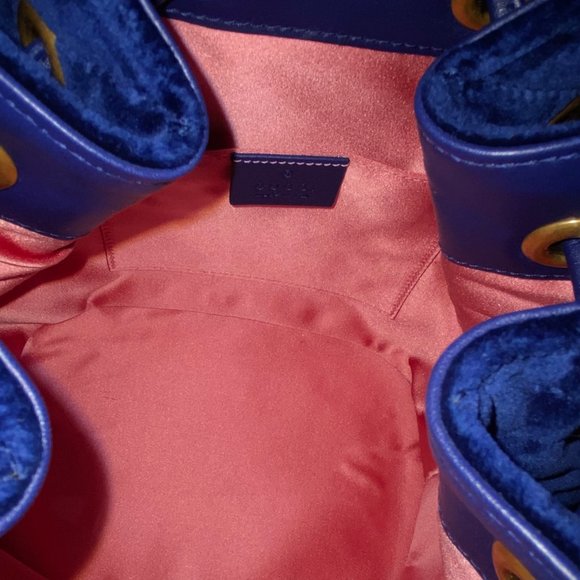 Gucci GG Bucket Bag blue Velvet Marmont - Picture 5 of 7